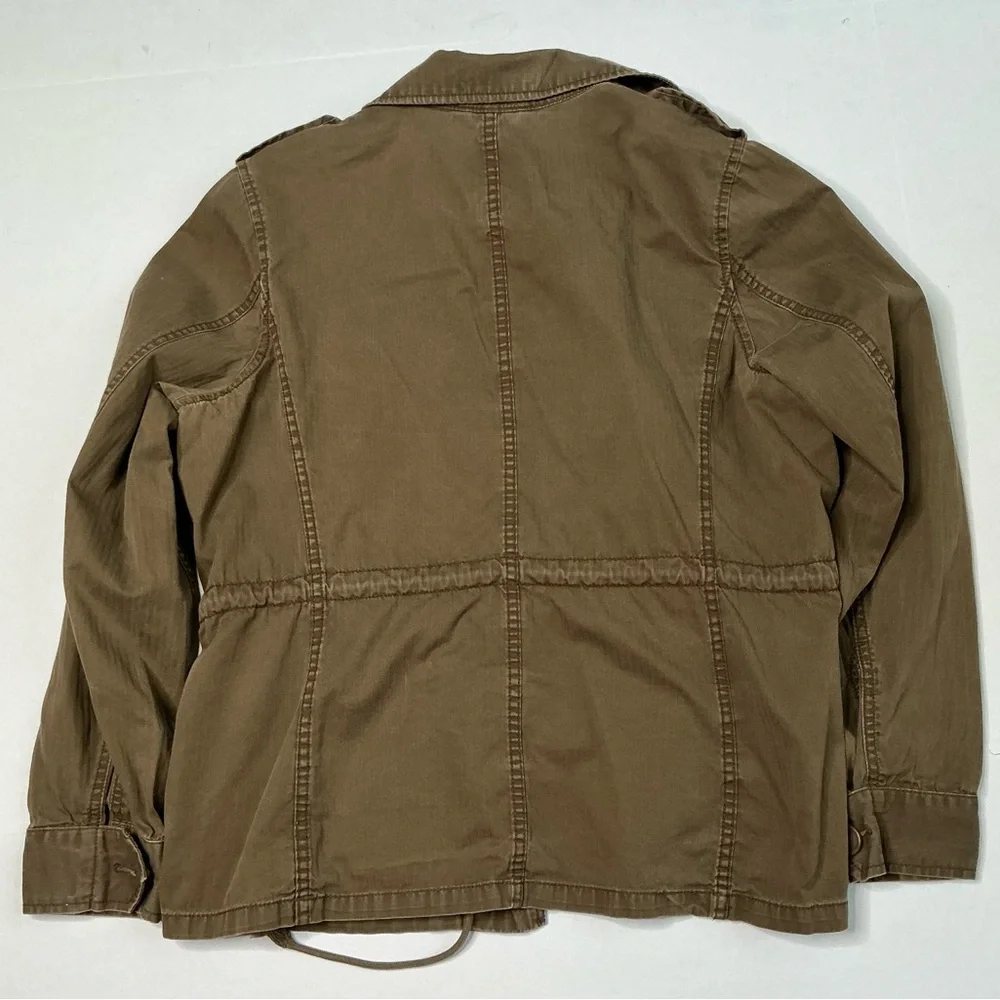 J.Crew Brown Utility Field Jacket Women’s Medium – Distressed Khaki Button-Up - Picture 2 of 15